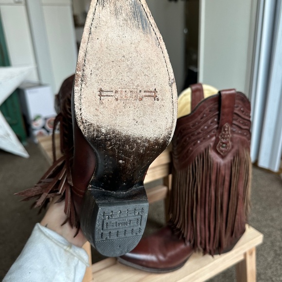 Corral Fringe Cowboy Boots Womens 8.5 Brown - Picture 6 of 9